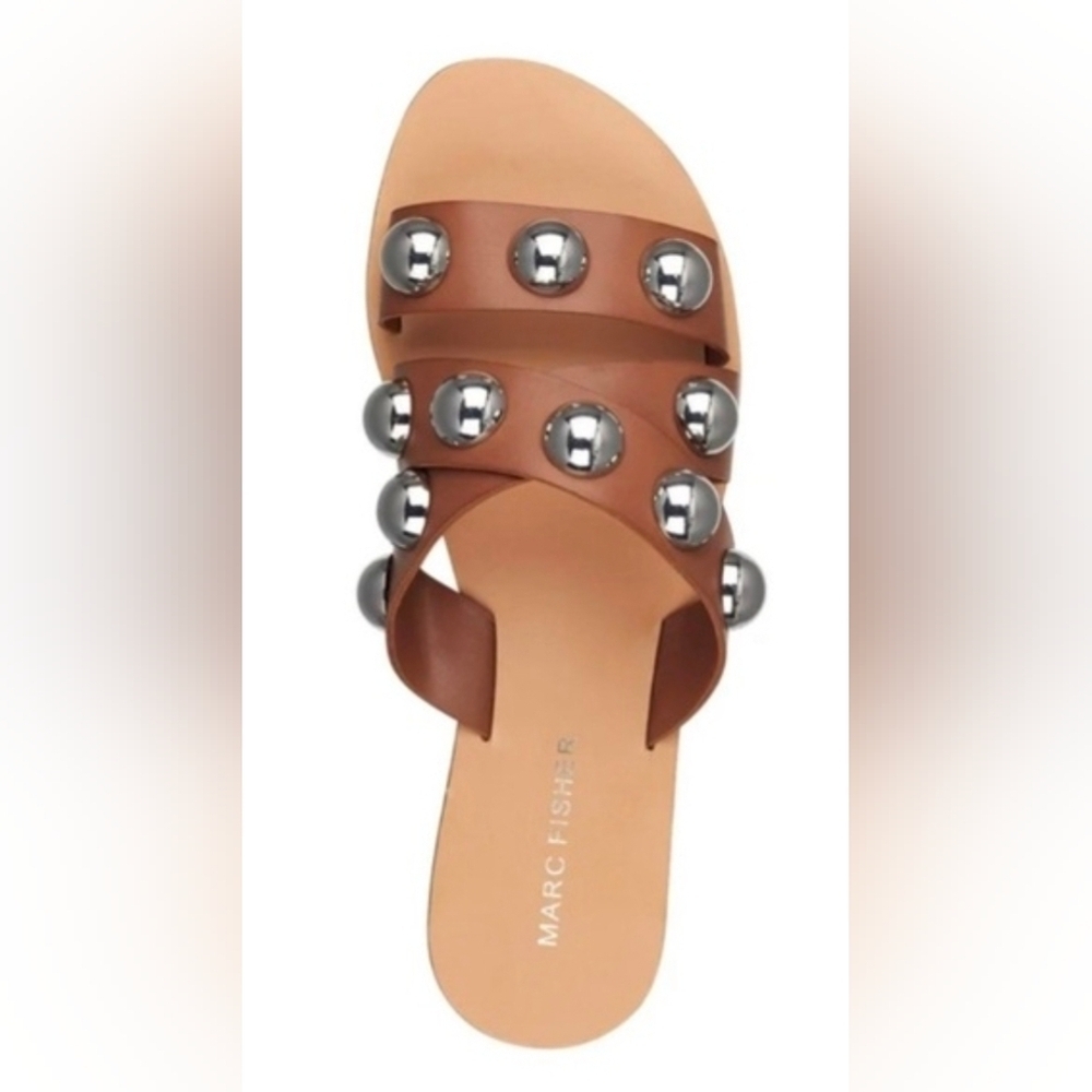 Marc Fisher Brown Sandals with Silver Studs